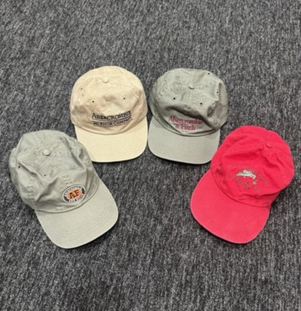 Lot of 4 Vintage 90s Abercrombie & Fitch Made In USA Leather Strapback Hats
